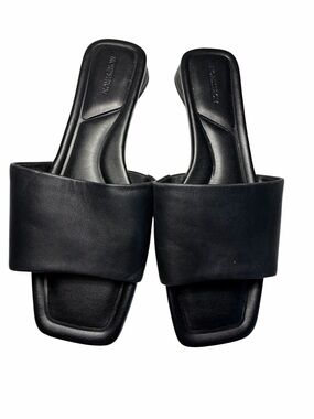 Nordstrom Black Wide-Band Square-Toe Slide Mules